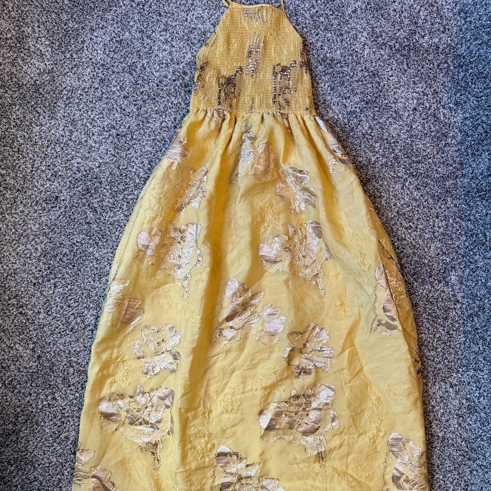 Zara Gold and Cream Textured Dress